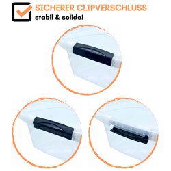 Stapelbare Aufbewahrungsboxen 3er Set 10 L dunkelblau-transparent mit Deckel & Clips BPA-frei