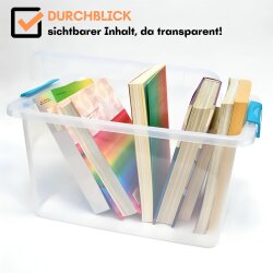 Stapelbare Aufbewahrungsboxen 3er Set 10 L dunkelblau-transparent mit Deckel & Clips BPA-frei