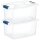 Stapelbare Aufbewahrungsboxen 2er Set 16 L dunkelblau-transparent mit Deckel & Clips BPA-frei