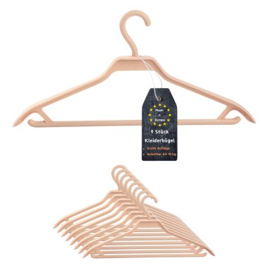 ENGELLAND Kleiderbügel Set 9-er Apricot – rutschfest, verstellbar & stabil, ideal für ein harmonisches Kleiderschrankbild