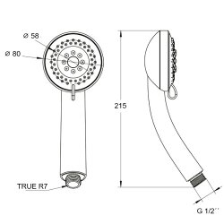 Handbrause 3 Strahlarten mit Wasserstop –...