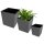 Engelland 3er-Set WPC Pflanzkübel 21×21 cm Anthrazit – quadratisch, modern, wetterfest & UV-beständig