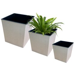 Engelland 3er Set WPC Pflanzkübel 21x21 cm Beige...