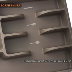 Verstellbarer Besteckkasten 29-51 cm Anthrazit BPA-frei – flexibler Schubladeneinsatz mit 8 Fächern für Küche & Haushalt