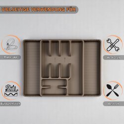 Verstellbarer Besteckkasten 29-51 cm Anthrazit BPA-frei – flexibler Schubladeneinsatz mit 8 Fächern für Küche & Haushalt