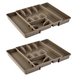 ENGELLAND 2er Set verstellbarer Besteckkasten Braun...