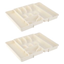 ENGELLAND 2er Set verstellbarer Besteckkasten Beige...