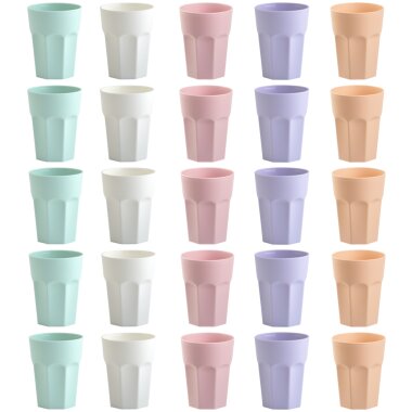 ENGELLAND 25-teiliges Kunststoffbecher-Set 0,25 L im Fünf-Farben-Mix BPA-frei wiederverwendbar & stapelbar