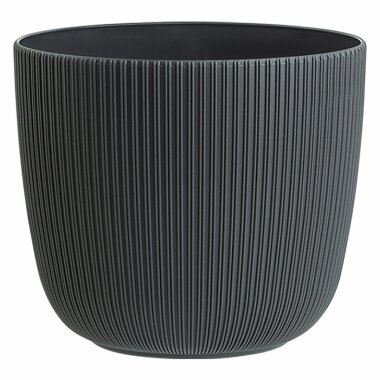ENGELLAND Blumentopf Ø34 cm Anthrazit – 20 L, Rillenoptik, wetterfest mit Drainagesystem