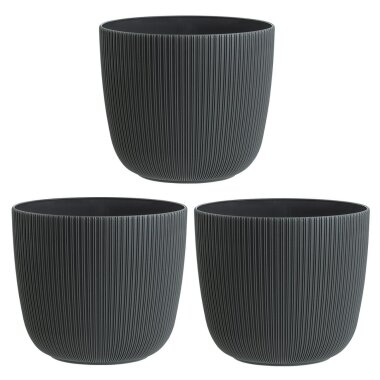 Engelland 3er-Set Blumentöpfe Ø 34 cm Anthrazit – rund, wetterfest mit Drainagesystem