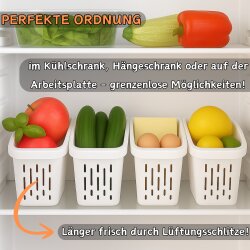 Kühlschrank Organizer Box 2er Set 29 × 13 × 17,5 cm Weiß für platzsparende Ordnung
