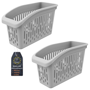 Kühlschrank Organizer Box 2er Set 29×13×17,5 cm Grau für platzsparende Ordnung