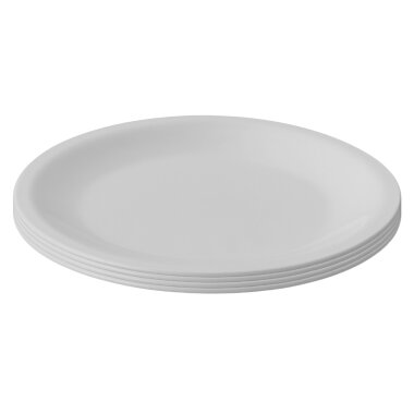 ENGELLAND 4er Set flache Kunststoffteller 23,5 cm Hellgrau – BPA-frei, bruchfest & spülmaschinenfest