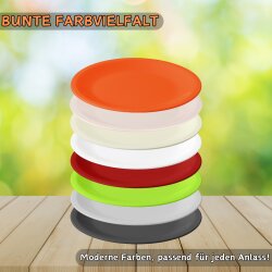 ENGELLAND 4er Set flache Kunststoffteller 23,5 cm Hellgrau – BPA-frei, bruchfest & spülmaschinenfest