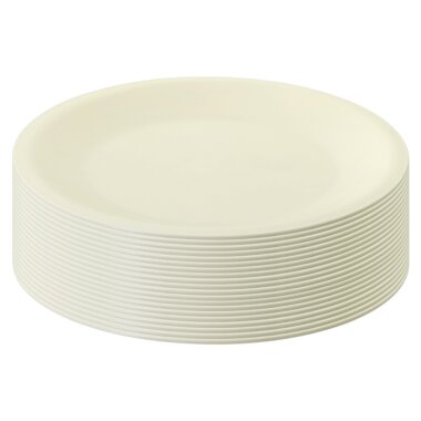 ENGELLAND 20er Set Kunststoffteller Ø 23,5 cm Beige – BPA-frei, bruchfest & stapelbar