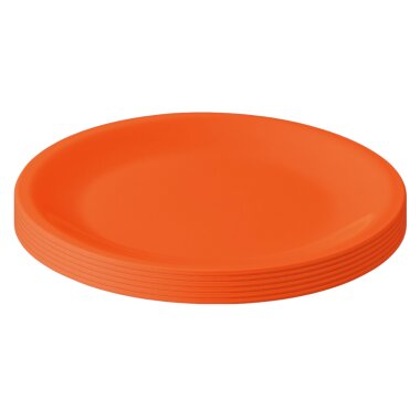 ENGELLAND 6er Set flache Kunststoffteller Ø 23,5 cm Orange, BPA-frei, bruchsicher, spülmaschinen- & mikrowellengeeignet