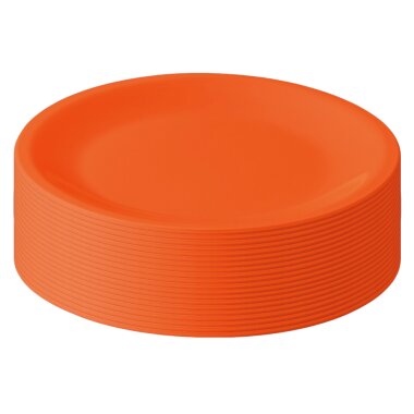 ENGELLAND 20er Set flache Kunststoffteller Ø 23,5 cm Orange – BPA-frei, bruchfest, spül- & mikrowellenfest