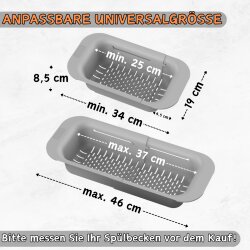 Ausziehbares Abtropf-Sieb Grau 34-46 cm BPA-frei...