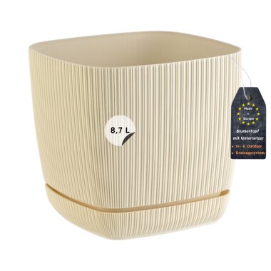ENGELLAND Drainagentopf 24 cm – Stilvoller Pflanztopf in Beige für Ihre Pflanzenpflege