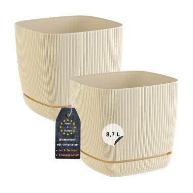 2x ENGELLAND Drainagentopf 24 cm – Stilvolles Blumentopf-Set in Beige Pflanzenpflege im Doppelpack