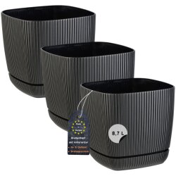 ENGELLAND 3× Drainagen-Topf Ø 24 cm Schwarz...
