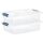 Flache Aufbewahrungsboxen 2er Set 6 L dunkelblau-transparent mit Deckel & Verschluss-Clips BPA-frei