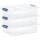 Flache Aufbewahrungsboxen 3er Set 6 L dunkelblau-transparent mit Deckel & Verschluss-Clips BPA-frei