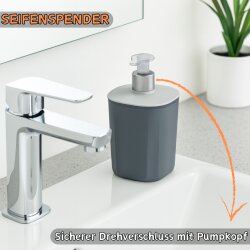 Engelland 4-teiliges Badezimmer-Set Anthrazit – Seifenspender, Seifenschale, Zahnbürstenhalter & Organizer aus BPA-freiem Kunststoff