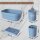 Engelland 4 teiliges Badezimmer Set Pastell-Blau – Seifenspender, Seifenschale, Zahnbürstenhalter & Organizer aus BPA freiem Kunststoff