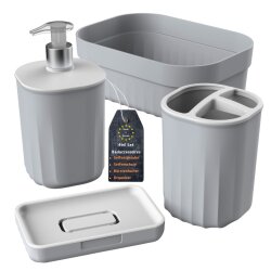 Engelland 4 teiliges Badezimmer Set Hellgrau –...