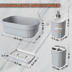 Engelland 4 teiliges Badezimmer Set Hellgrau –...