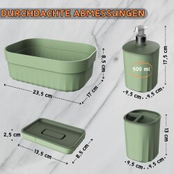 Engelland 4 teiliges Badezimmer Set Salbei-Grün...