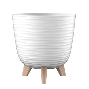 ENGELLAND Blumentopf Ø 20 cm Weiß mit Füßen & Bewässerungssystem – Pflanzkübel Indoor & Outdoor