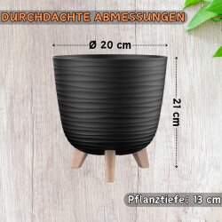 3x Blumentopf 20 cm Anthrazit mit Füßen &...