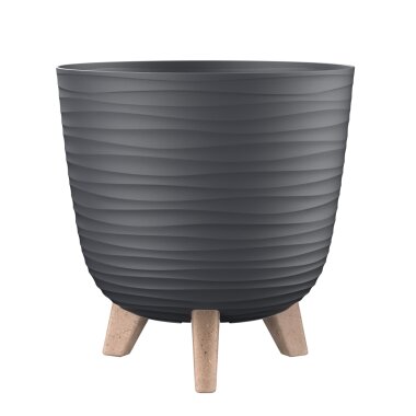 ENGELLAND Blumentopf Ø 24 cm mit integrierter Bewässerung & abnehmbaren Füßen, UV-beständig & frostfest, Anthrazit