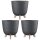 ENGELLAND 3 x Blumentopf mit Füßen & Bewässerungssystem Anthrazit Ø 24 cm