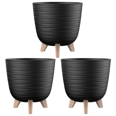 ENGELLAND Blumentopf Schwarz Ø 24 cm mit Bewässerungssystem – UV-beständig & frostfest