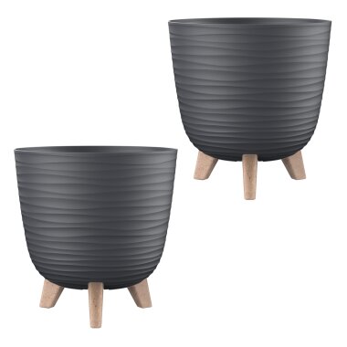 ENGELLAND Blumentopf Anthrazit Ø 28 cm mit Bewässerungssystem & abnehmbaren Füßen – UV-beständig & frostfest, ideal für Innen & Außen