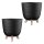 ENGELLAND 2er Set Blumentöpfe Schwarz Ø28 cm mit Bewässerungssystem für Innen & Außen
