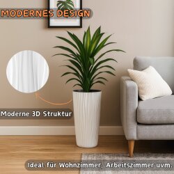ENGELLAND Blumenkübel Braun Ø 28 x H 49 cm mit Bewässerungssystem – moderner Pflanzkübel für Innen & Außen, UV-beständig & frostfest