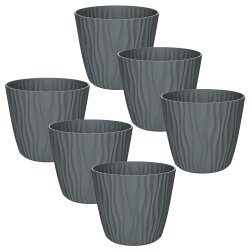 ENGELLAND Blumentopf 6er-Set Anthrazit Ø 14 cm mit...