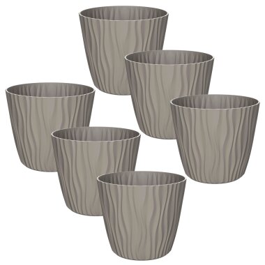 ENGELLAND Blumentopf 6er-Set Braun Ø 14 cm mit Selbstbewässerungssystem & Drainage – platzsparender Pflanzkübel