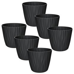 ENGELLAND Blumentopf 6er-Set Schwarz Ø 14 cm mit...