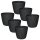 ENGELLAND Blumentopf 6er-Set Schwarz Ø 14 cm mit Selbstbewässerungssystem & Drainage – platzsparend & modern