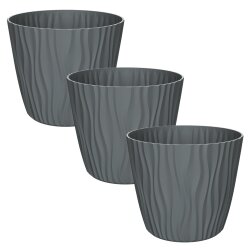 ENGELLAND Blumentopf 3er-Set Anthrazit Ø 19 cm mit...