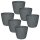 ENGELLAND Blumentopf 6er-Set Ø 19 cm Anthrazit – mit Selbstbewässerung & Drainage, geeignet für Innen & Außen