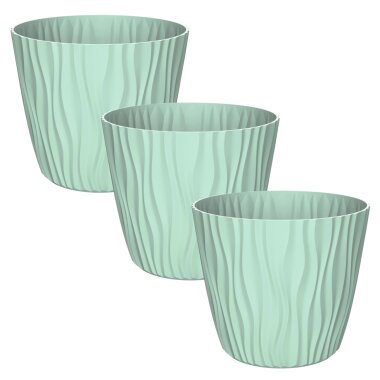 ENGELLAND Blumentopf 3er-Set Mint Ø 19 cm mit Selbstbewässerungssystem & Drainage – dekorative Pflanztöpfe für Innen & Außen