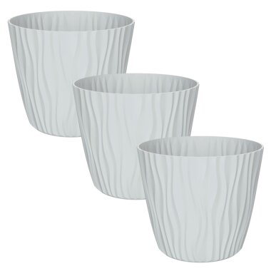 ENGELLAND Blumentopf 3er-Set Hellgrau Ø 19 cm mit Selbstbewässerungssystem & Drainage – moderne Pflanztöpfe für Innen & Außen
