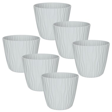 ENGELLAND Blumentopf 6er-Set Hellgrau Ø 19 cm mit Selbstbewässerungssystem & Drainage – langlebige Pflanztöpfe für Innen & Außen
