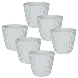 ENGELLAND Blumentopf 6er-Set Hellgrau Ø 19 cm mit...